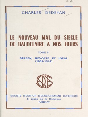 cover image of Le nouveau mal du siècle, de Baudelaire à nos jours (2)